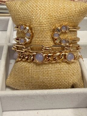Bomb Party NWOT!! Gold-Tone Bracelet Stack with Lavender Cabochon Accents